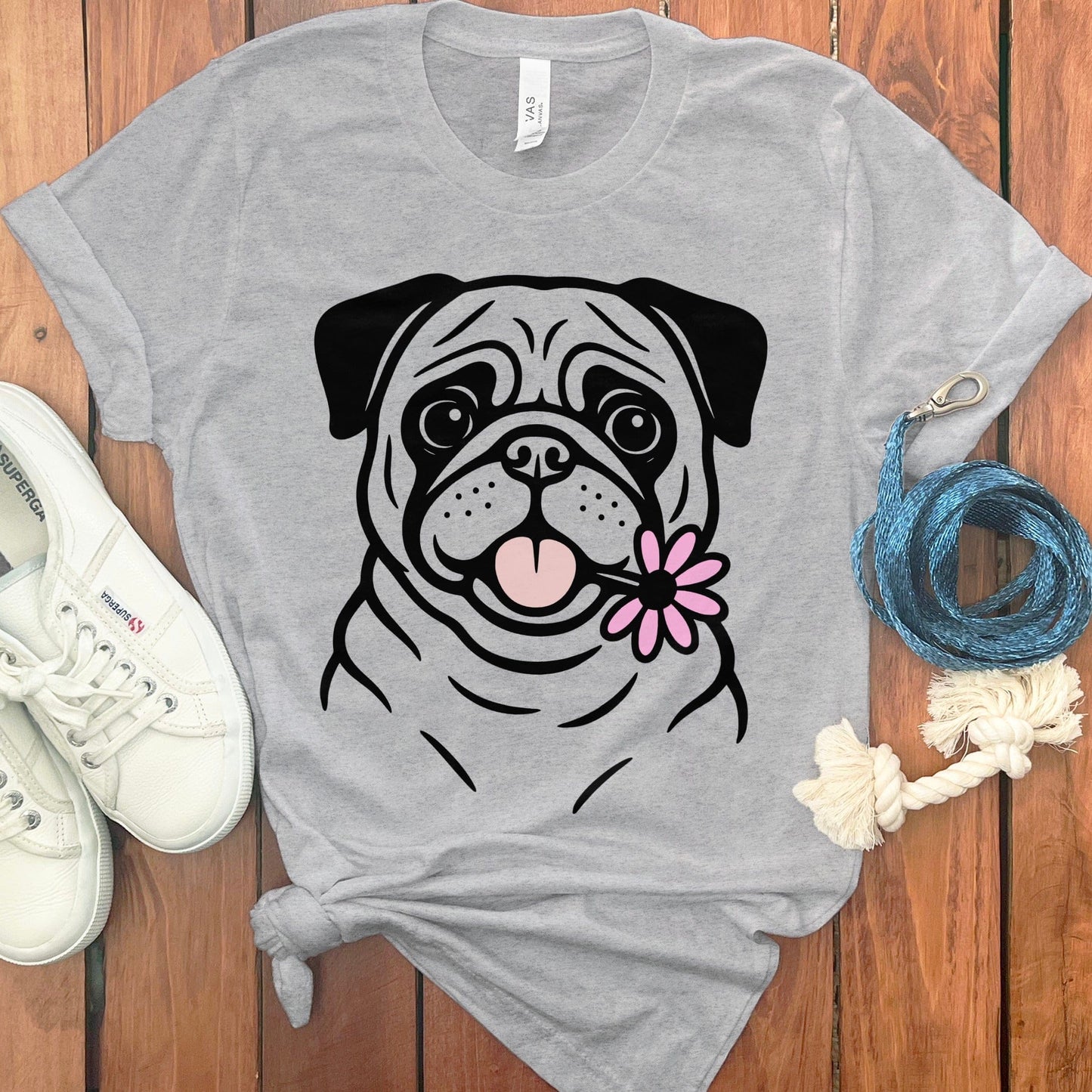 Adorable Pug Face Graphic Tee Casual Wear Product type