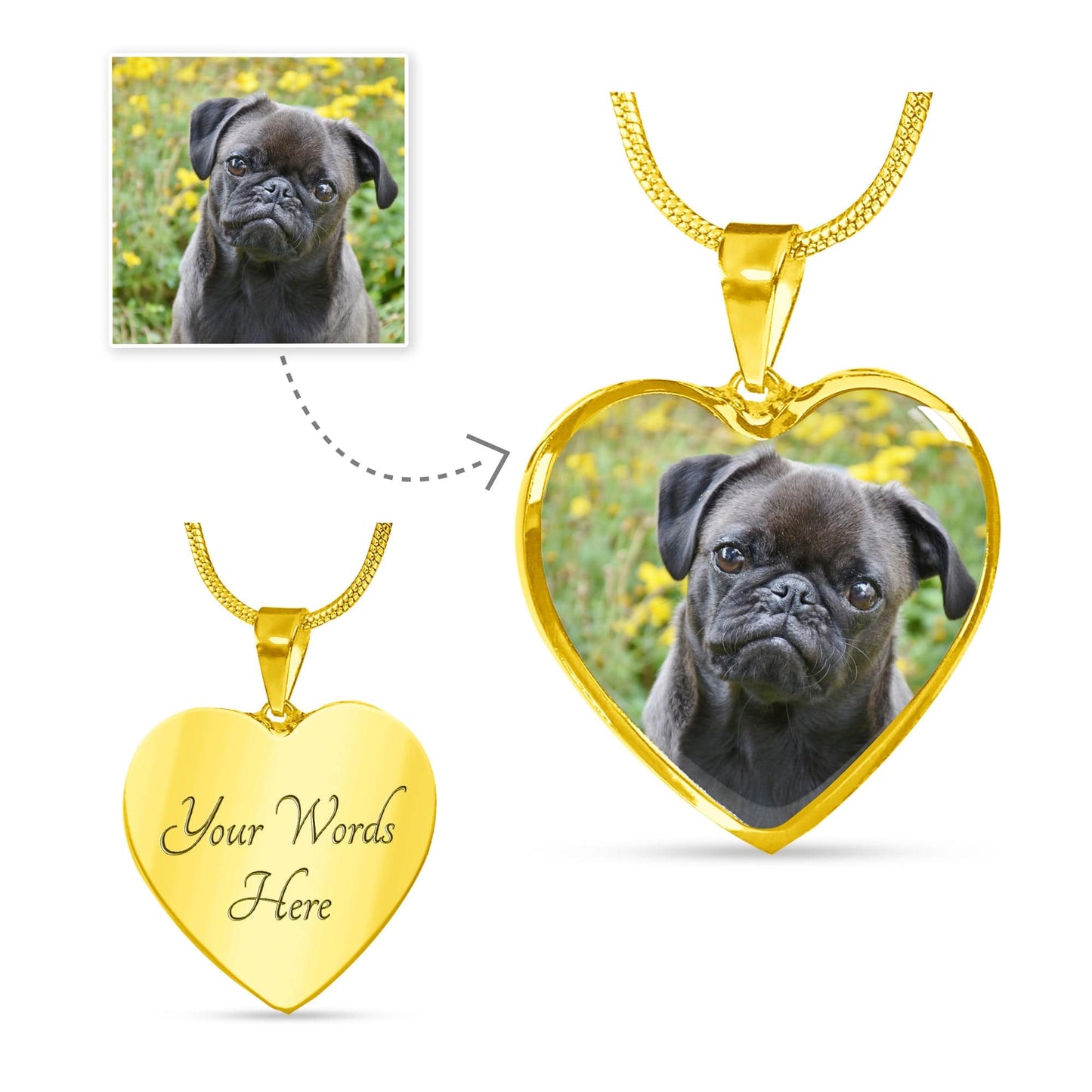 CUSTOM PET PHOTO HEART NECKLACE - RAINBOW BRIDGE
