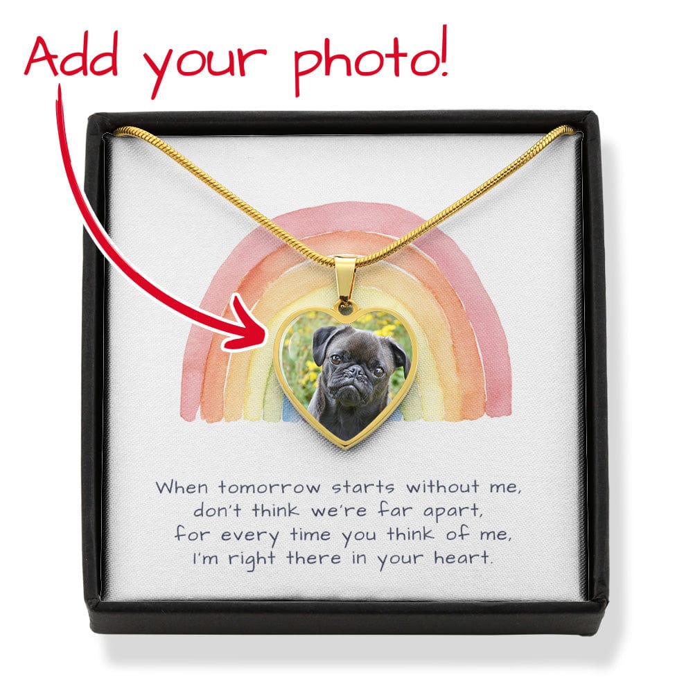 CUSTOM PET PHOTO HEART NECKLACE - RAINBOW BRIDGE
