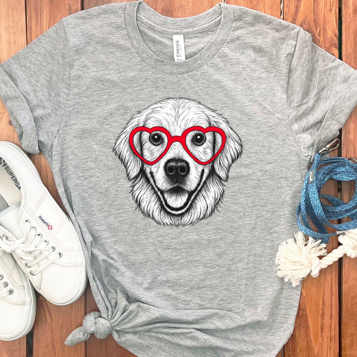 Cute Dog with Heart Glasses Graphic Tee product