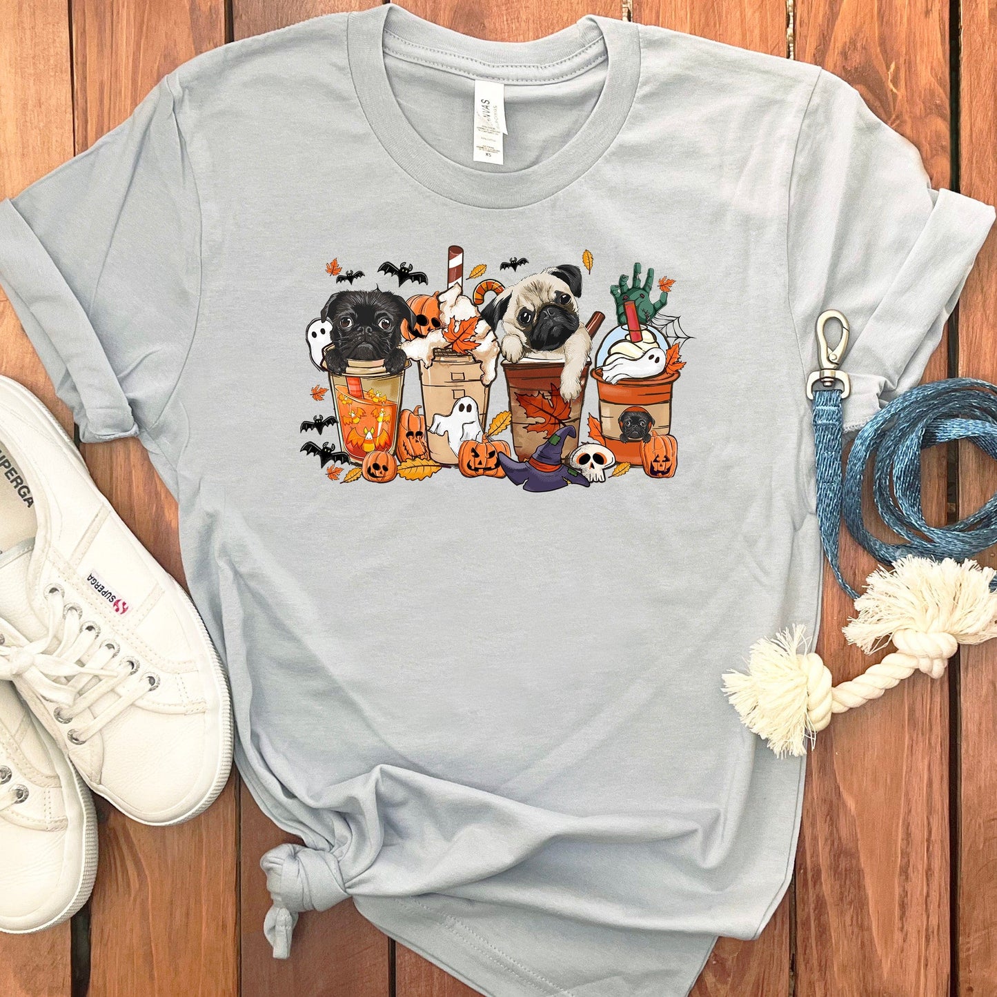 HALLOWEEN PUGS AND COFFEE T-SHIRT