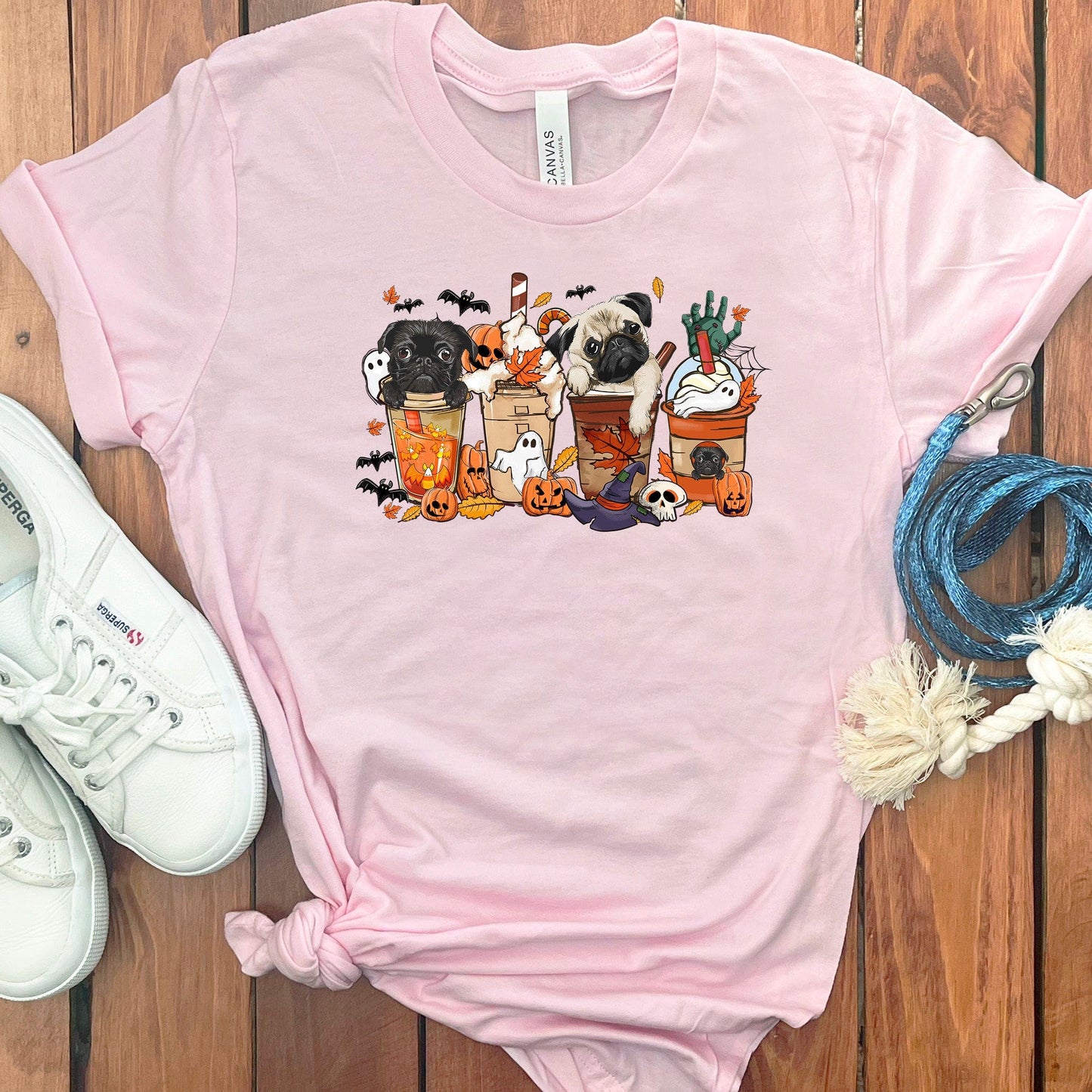 HALLOWEEN PUGS AND COFFEE T-SHIRT