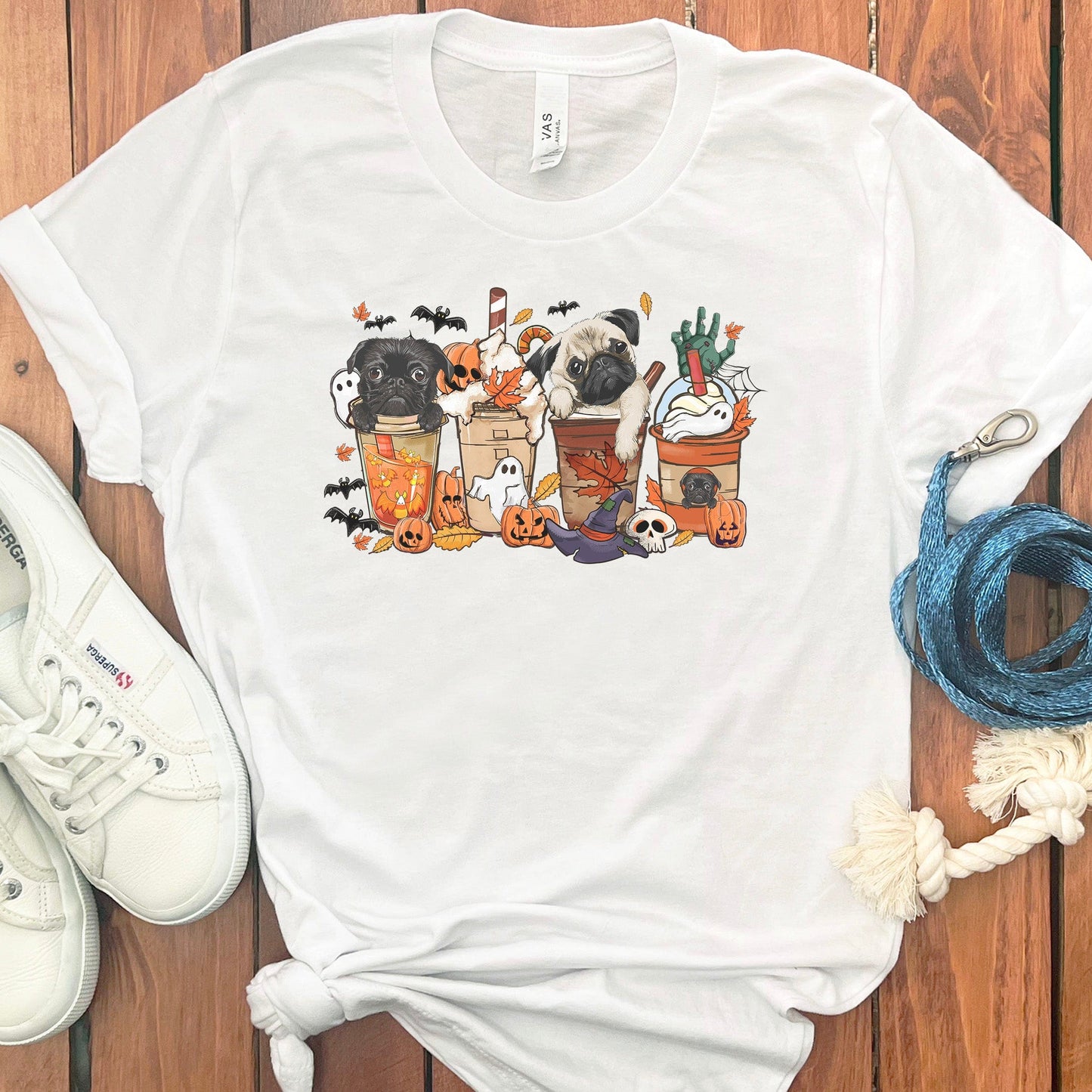 HALLOWEEN PUGS AND COFFEE T-SHIRT