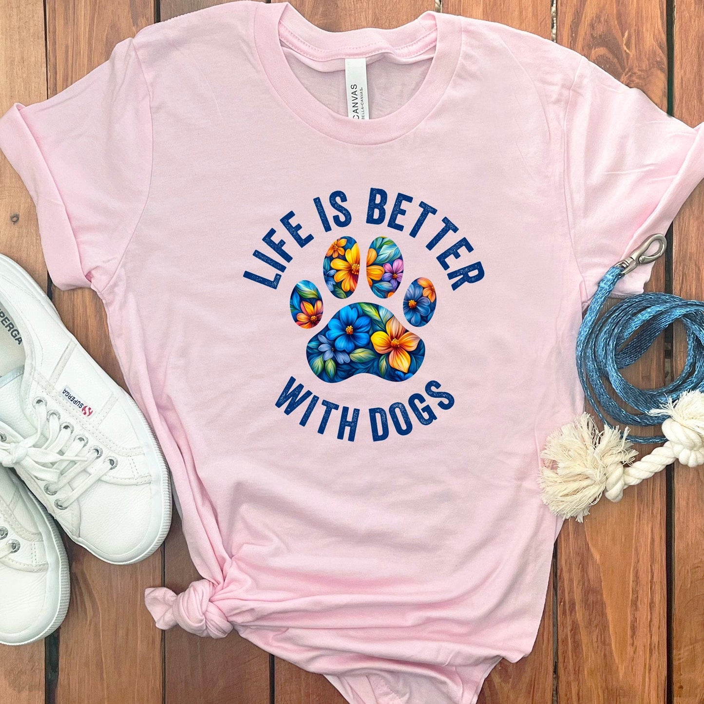 Life is Better with Dogs Floral Print T-shirt product type