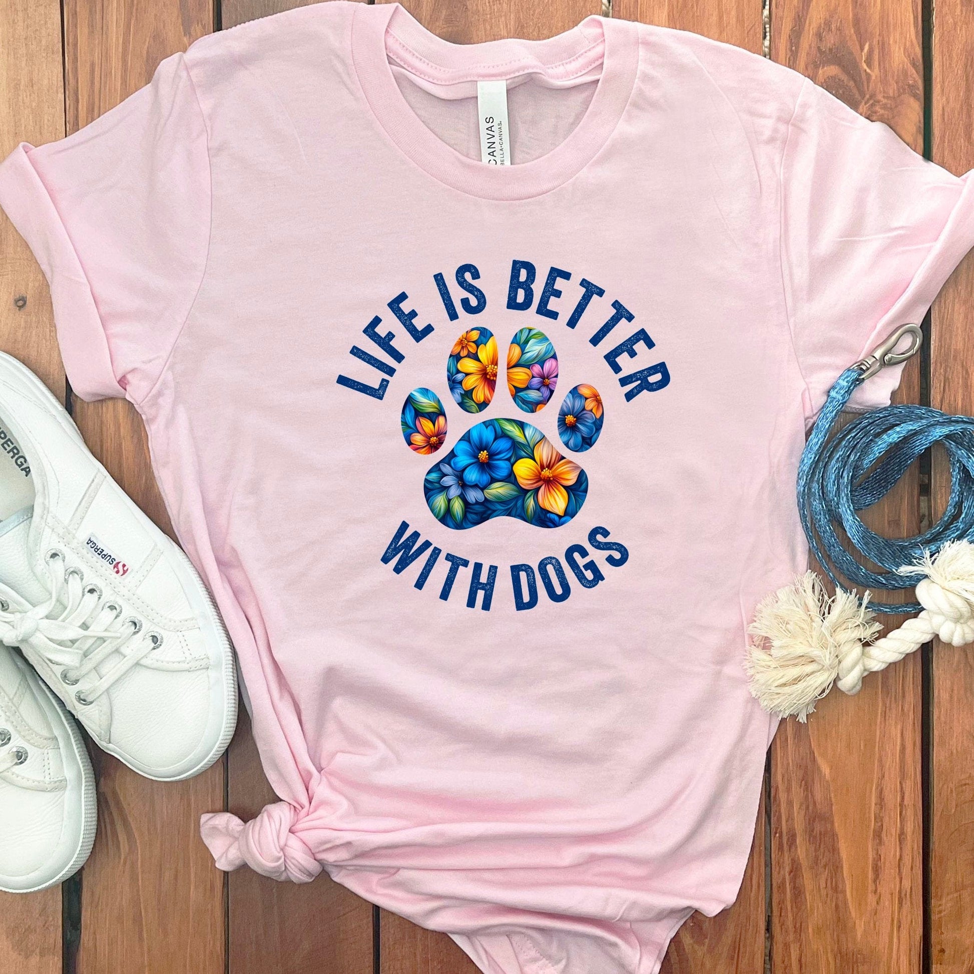 Life is Better with Dogs Floral Print T-shirt product type