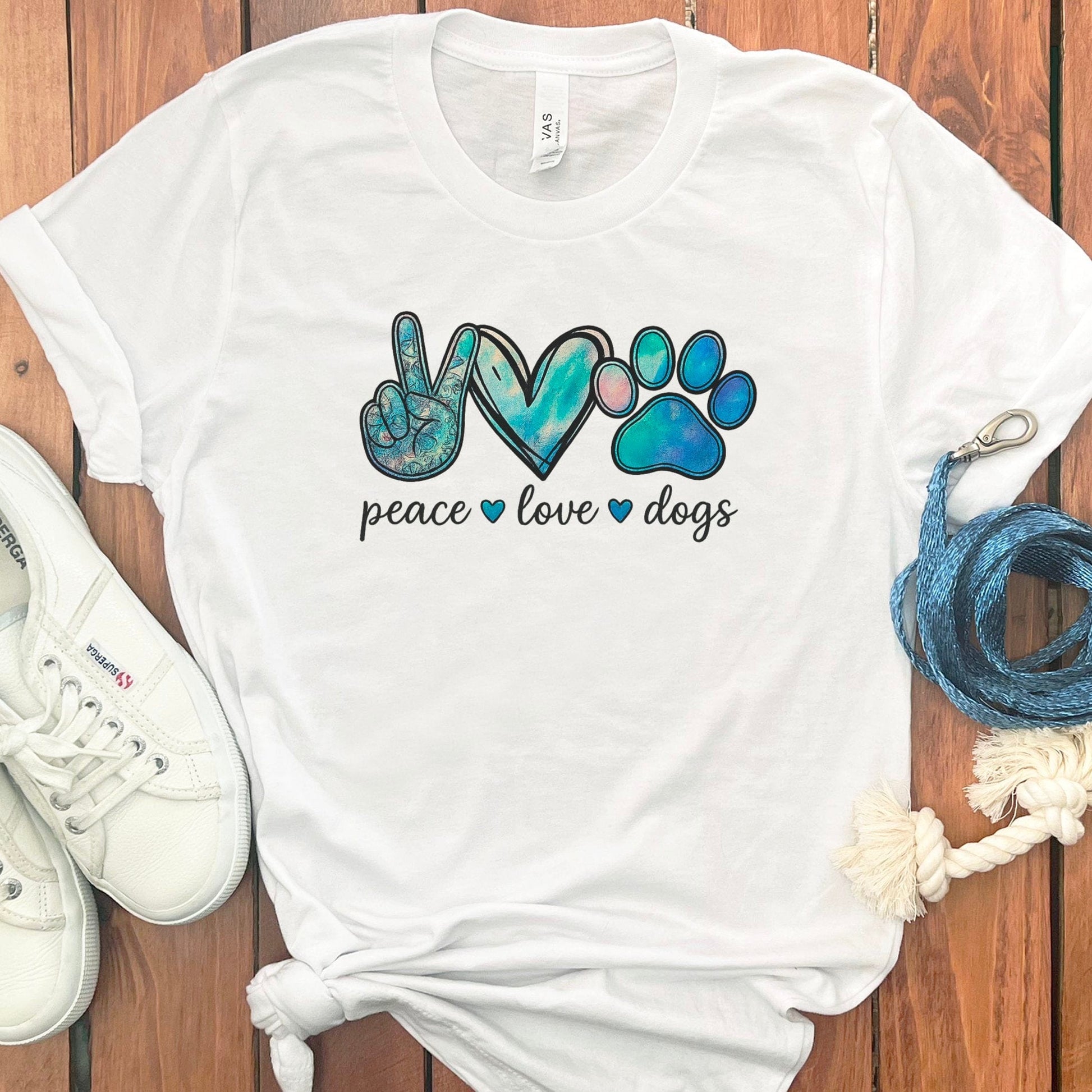 Peace Love Dogs graphic design T-shirt product