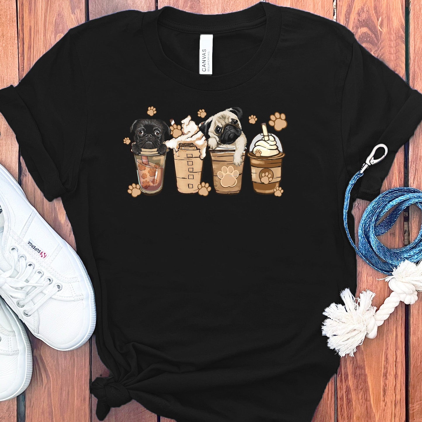PUGS AND COFFEE T-SHIRT