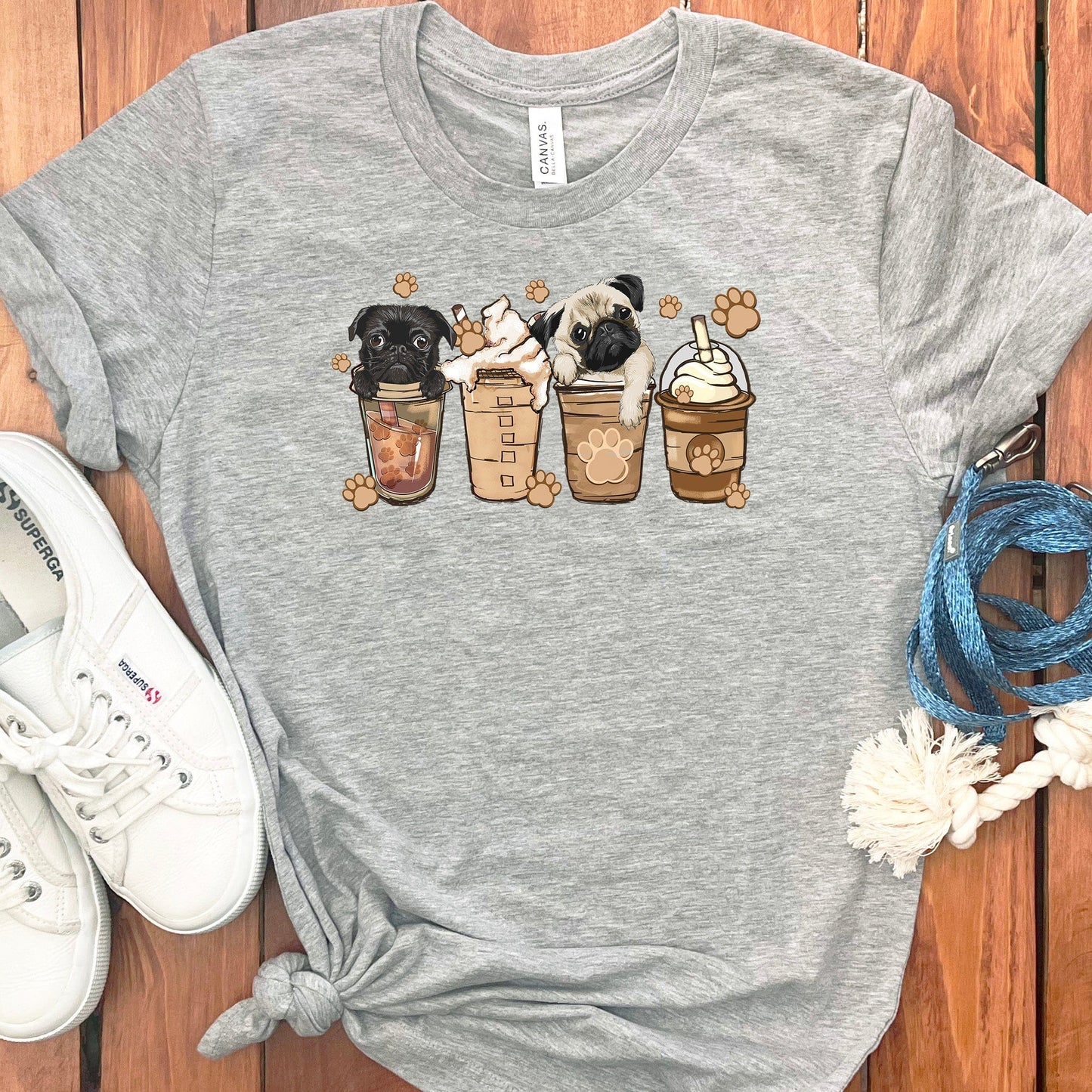 PUGS AND COFFEE T-SHIRT