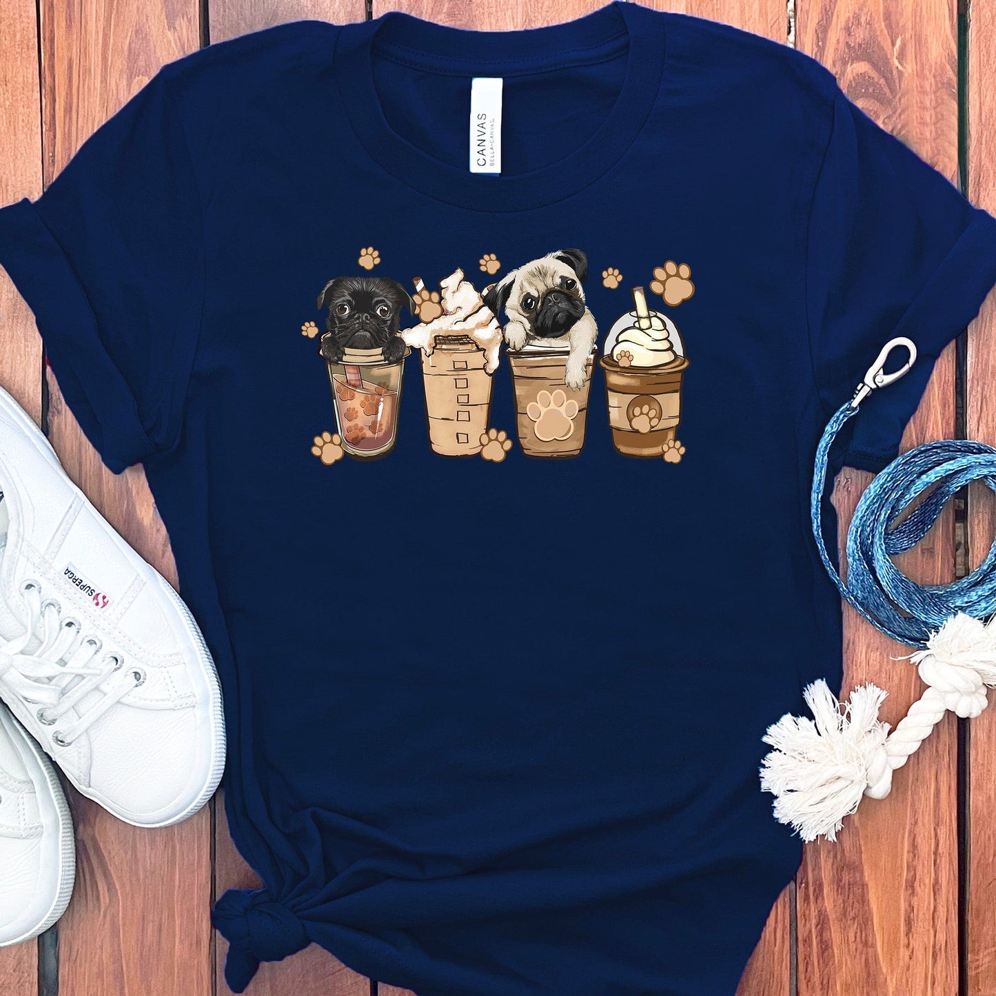 PUGS AND COFFEE T-SHIRT