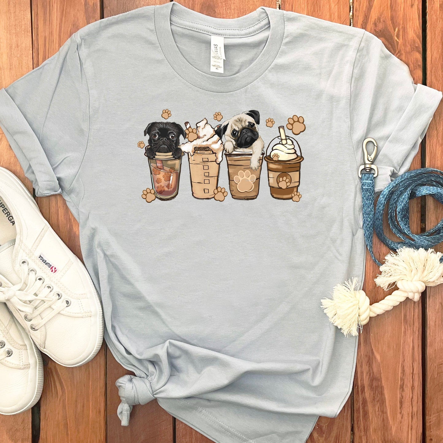 PUGS AND COFFEE T-SHIRT