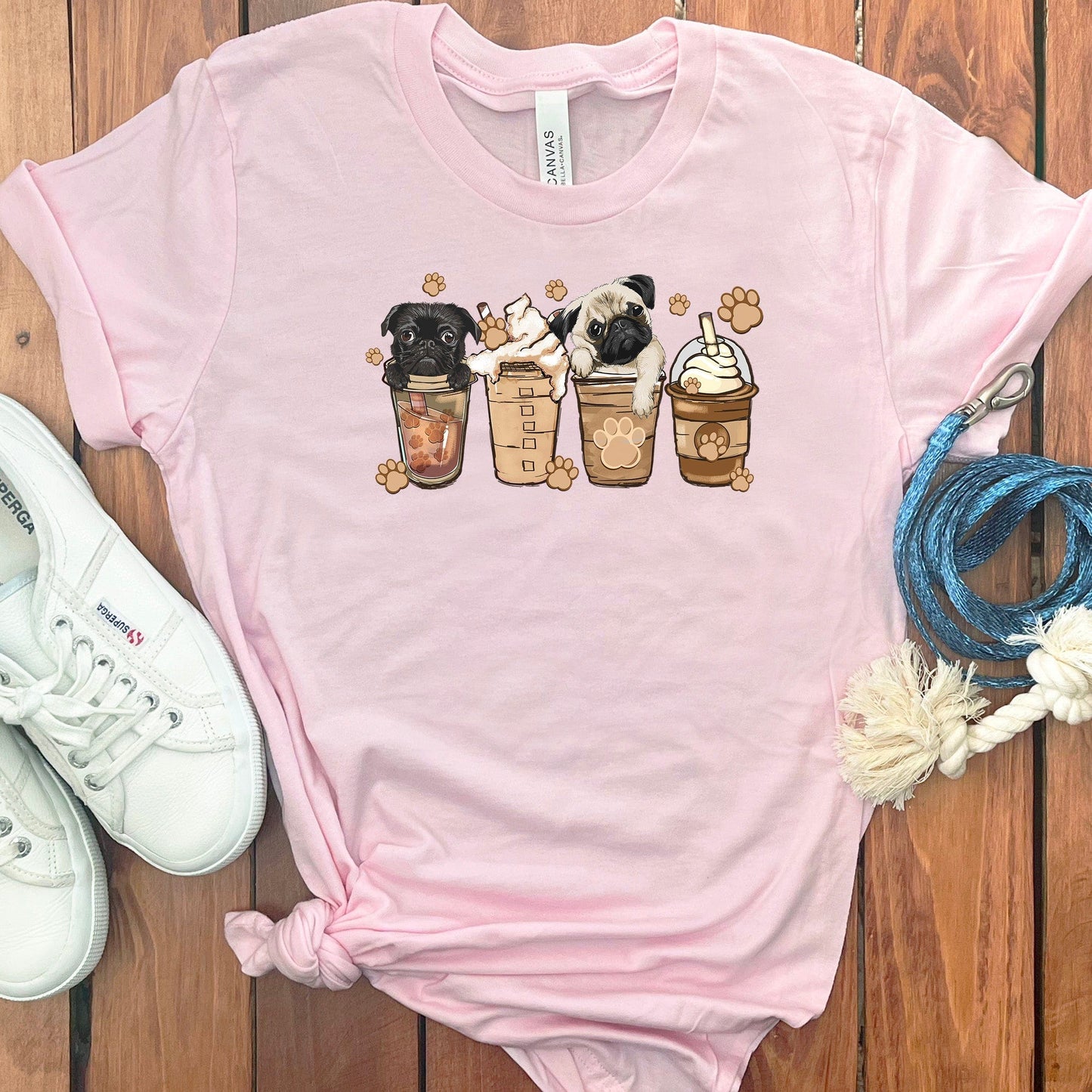 PUGS AND COFFEE T-SHIRT
