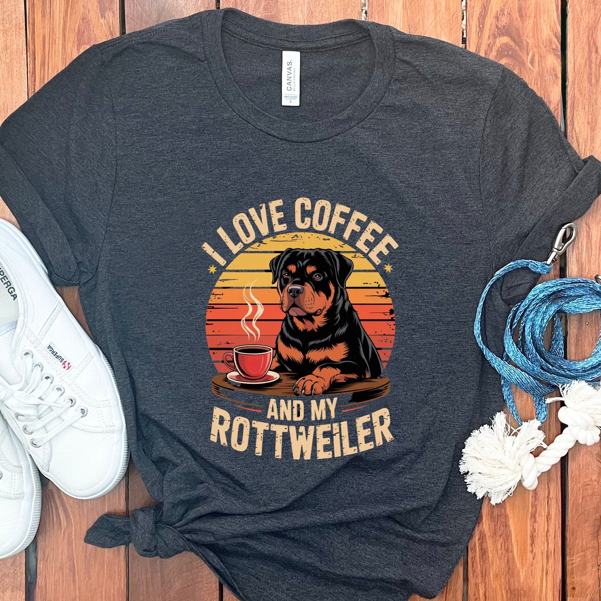 I Love Coffee and My Rottweiler graphic tee product