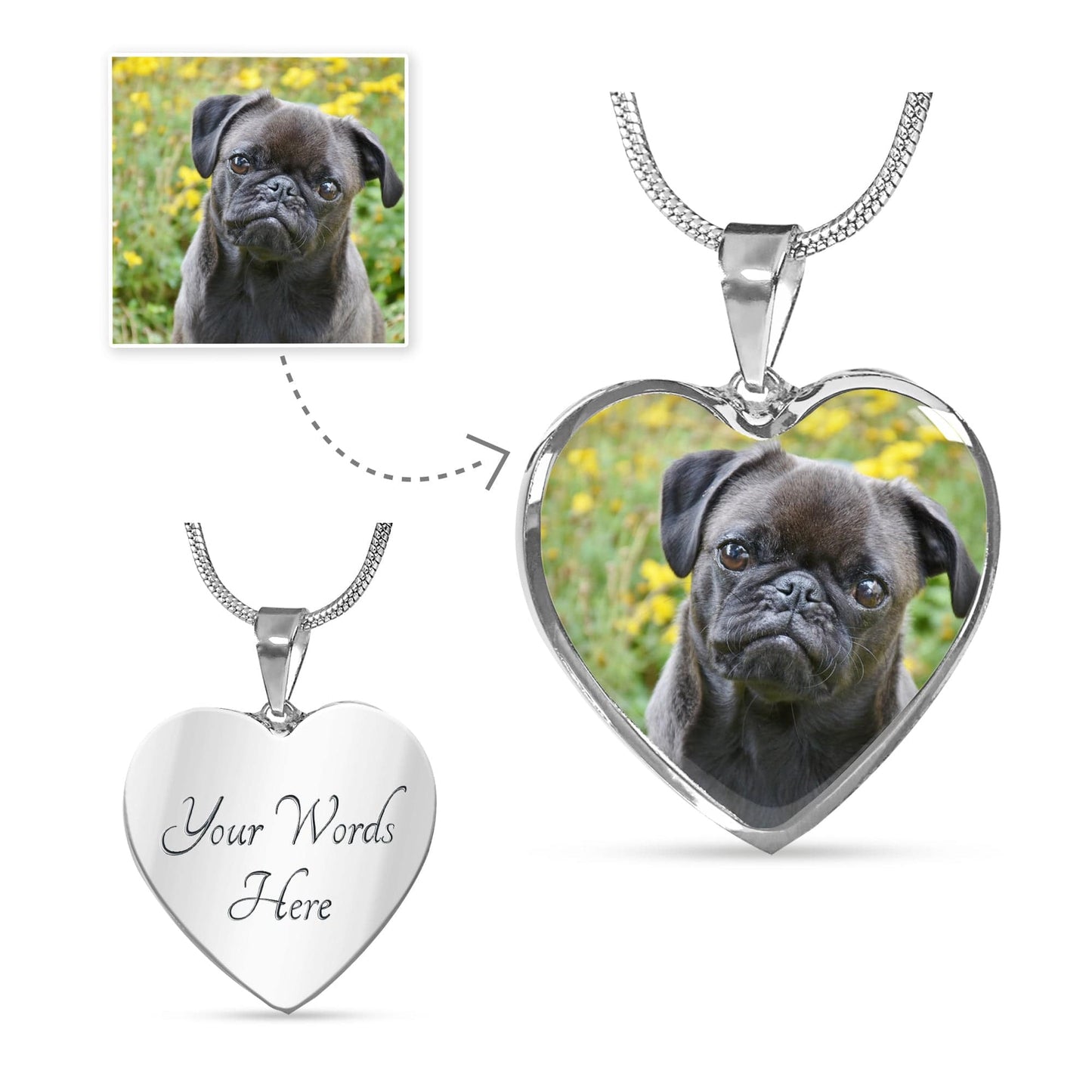 CUSTOM PET PHOTO HEART NECKLACE - RAINBOW BRIDGE