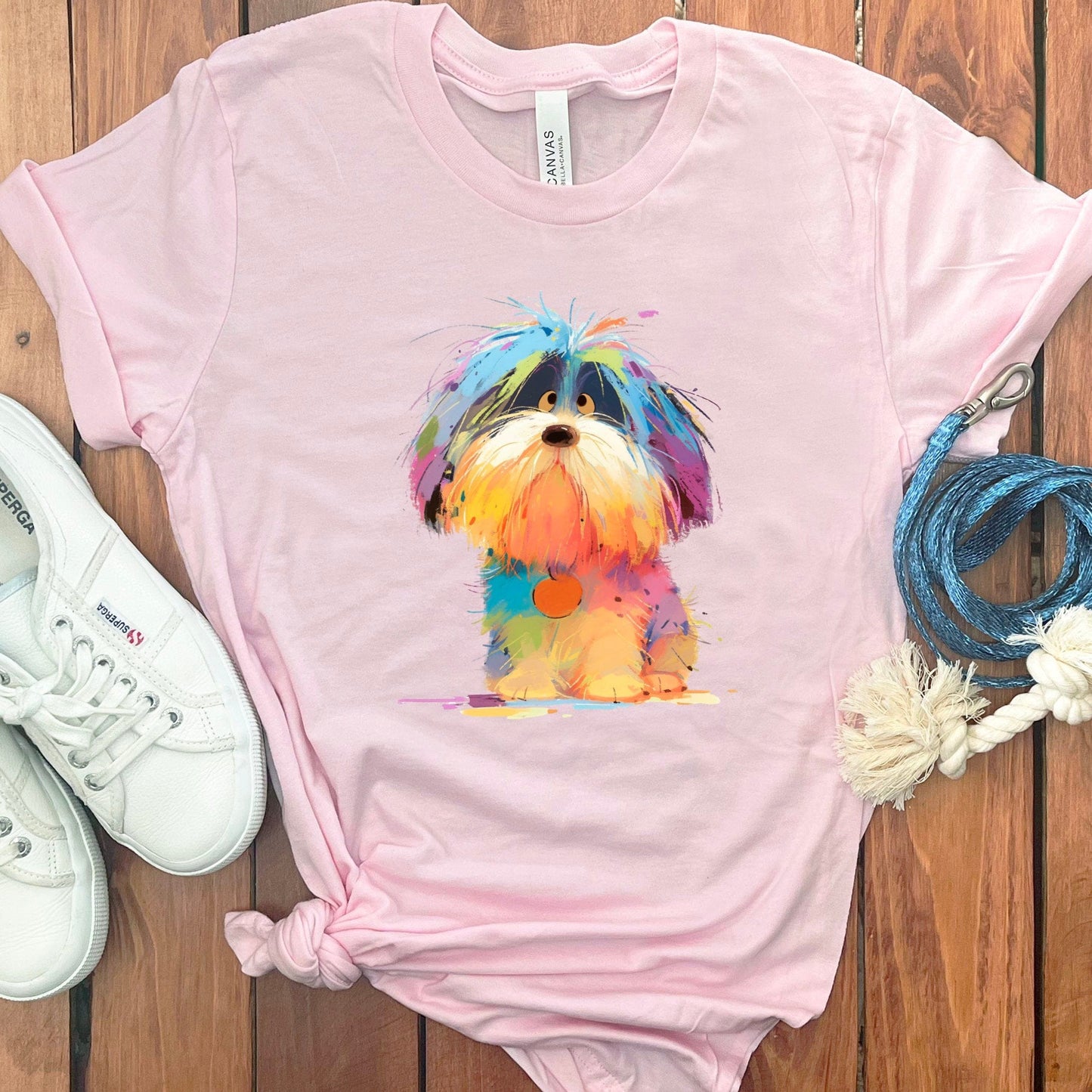Colorful Watercolor Dog Print Graphic T-shirt product type
