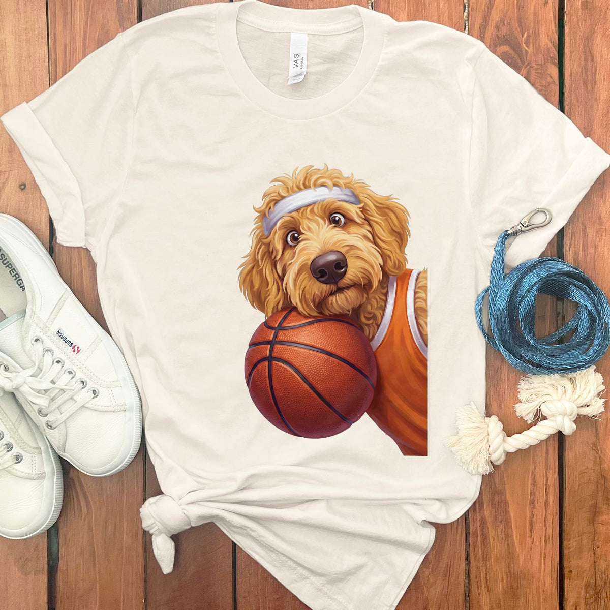 Golden Goldendoodle Basketball Player T-Shirt in Natural / S by Puppy Jo