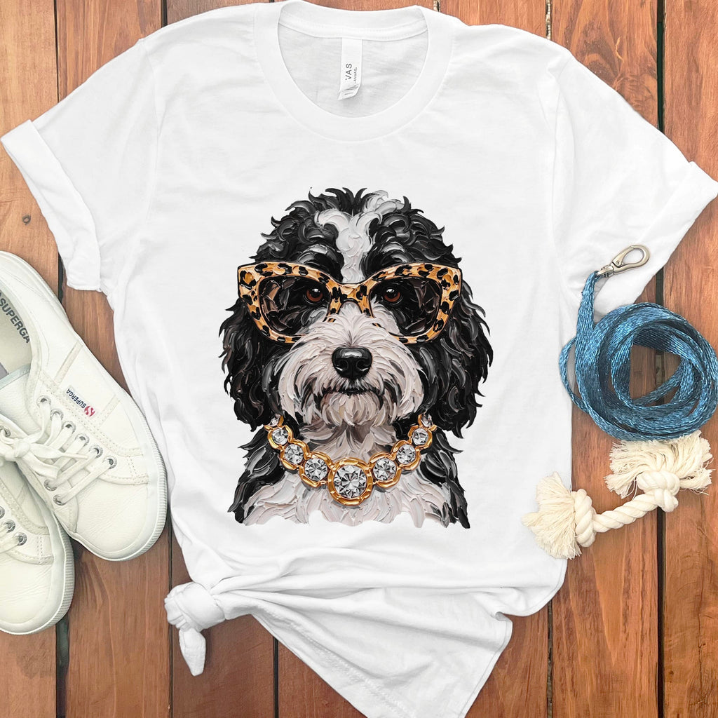 Sheepadoodle Glam T-Shirt in White / S by Puppy Jo
