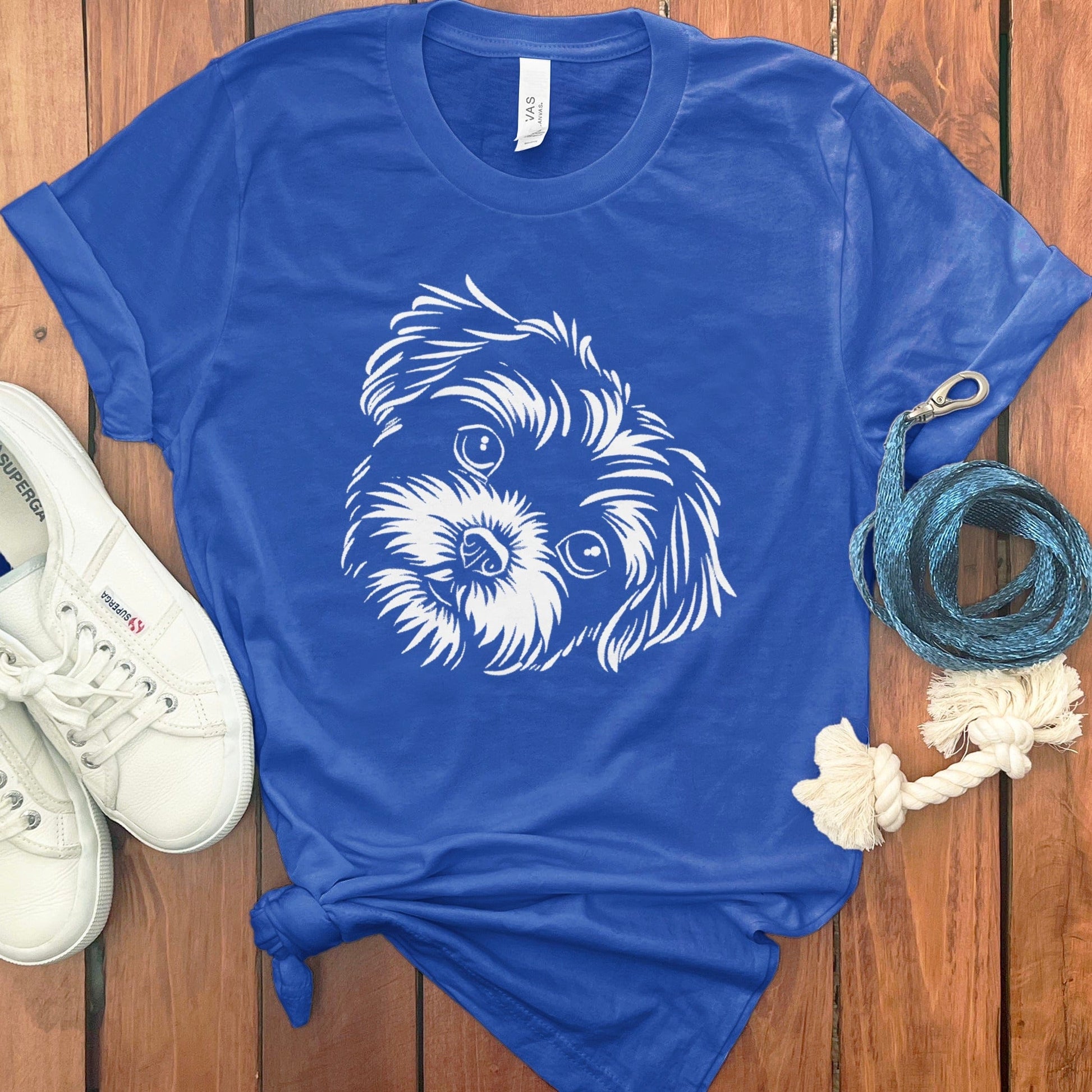 Cute Dog Face Design on Blue Dog Lovers Shirt product type
