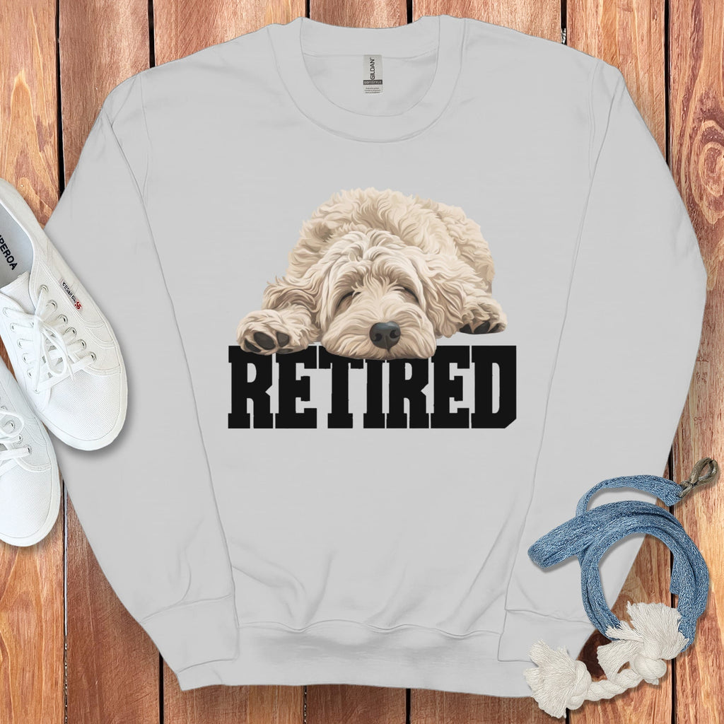 Retired Sleeping Cream Goldendoodle Sweatshirt in Sport Grey / S by Puppy Jo