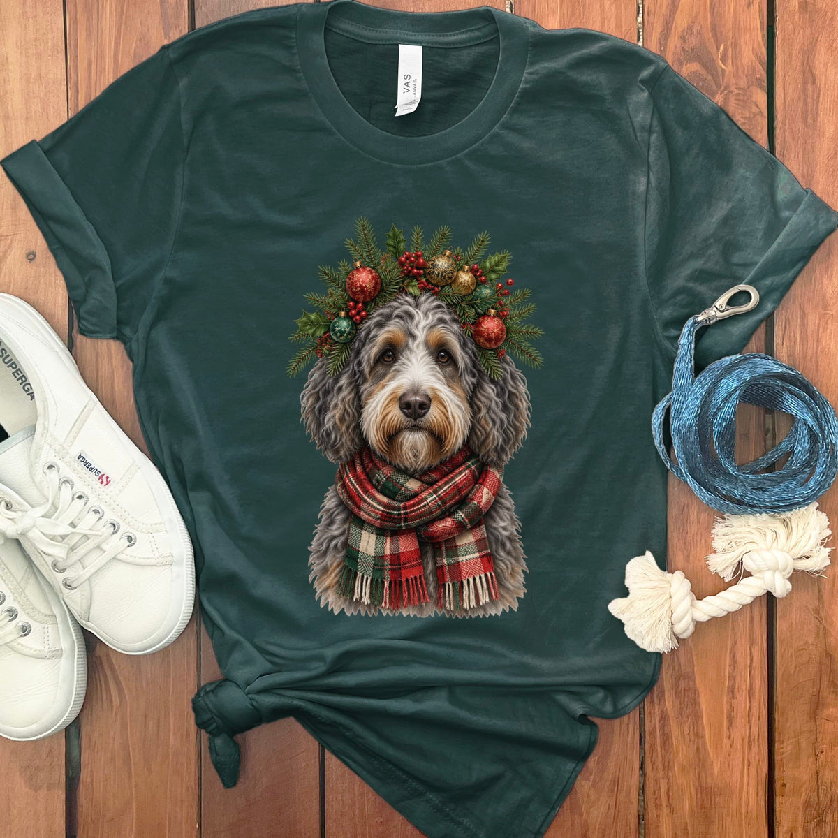 Aussiedoodle Holiday Crown T-Shirt in Forest / S by Puppy Jo