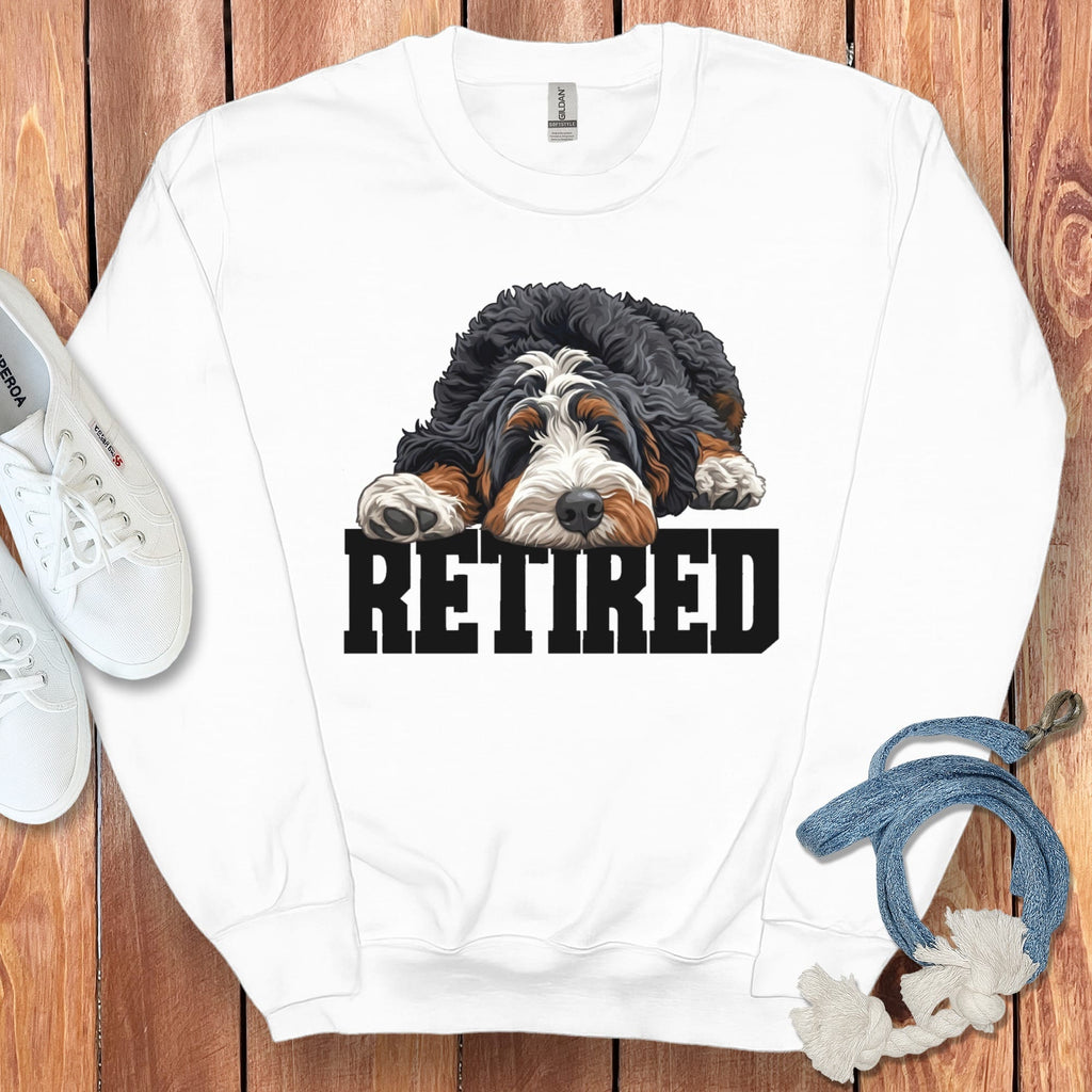 Retired Sleeping Bernedoodle Sweatshirt in White / S by Puppy Jo