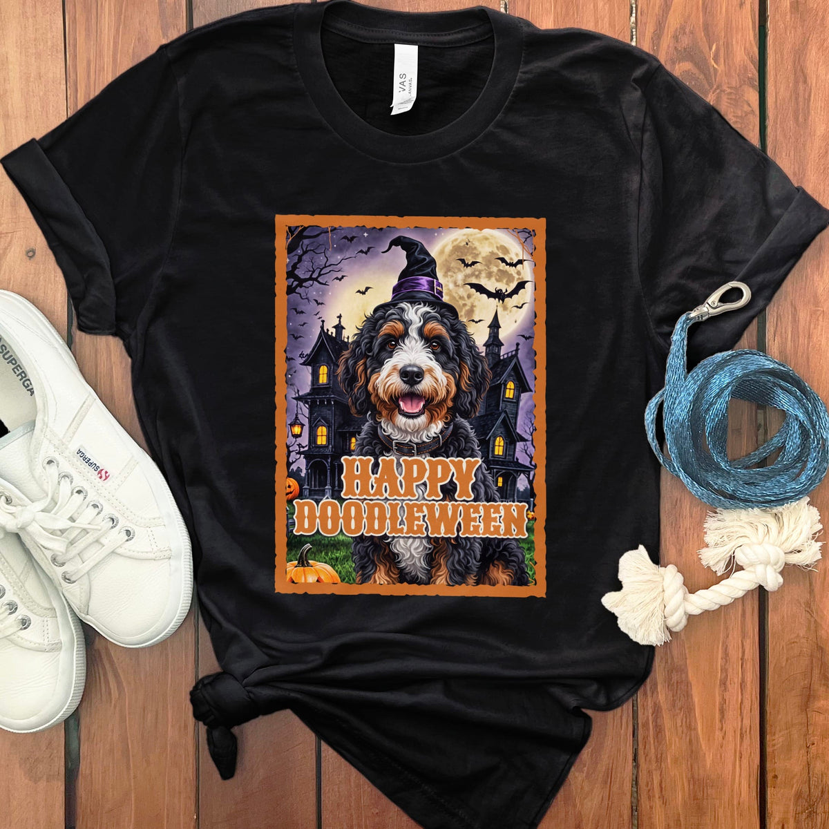 Bernedoodle Happy Doodleween T-Shirt in Black / S by Puppy Jo