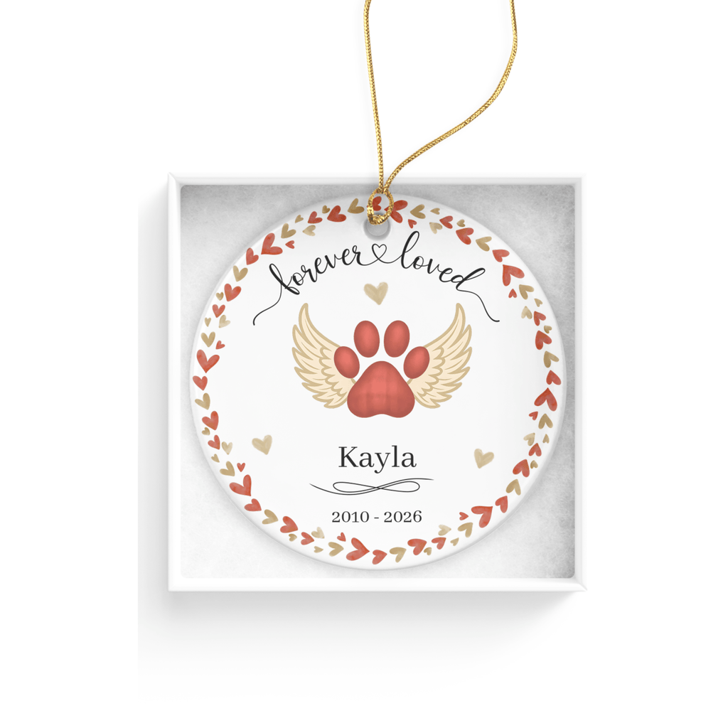 Personalized Pet Memorial Heart Wreath Ornament in by AnywherePOD