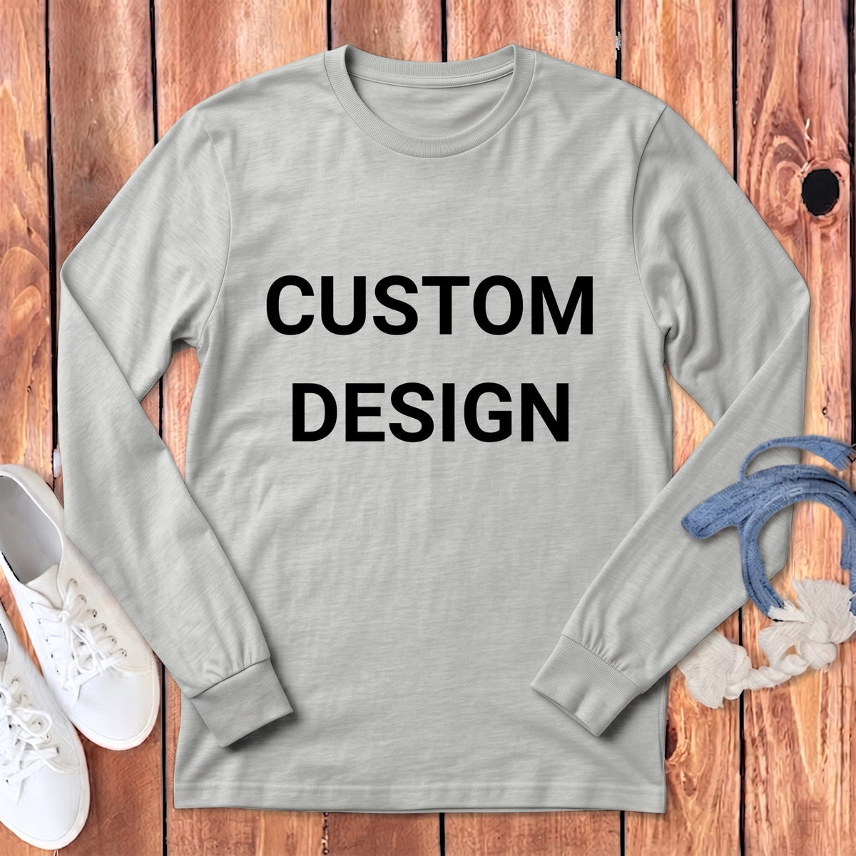 Your Ideas - One of a Kind Design - Custom Long Sleeve T-Shirt in S / Athletic Heather / Long Sleeve T-Shirts #1 by Puppy Jo