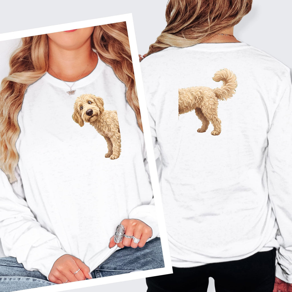 Coming & Going Cream Goldendoodle Long Sleeve T-Shirt in M / White by Puppy Jo