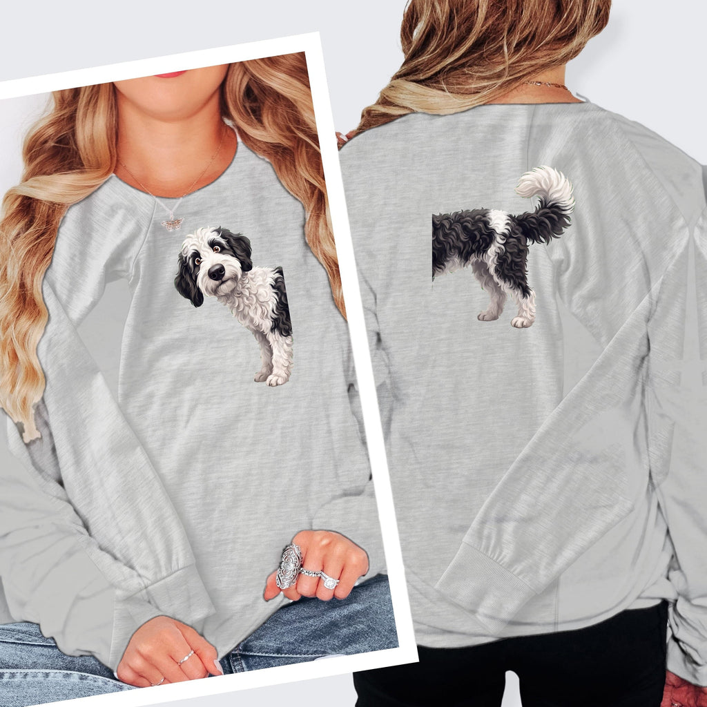 Coming & Going Sheepadoodle Long Sleeve T-Shirt in S / Athletic Heather by Puppy Jo