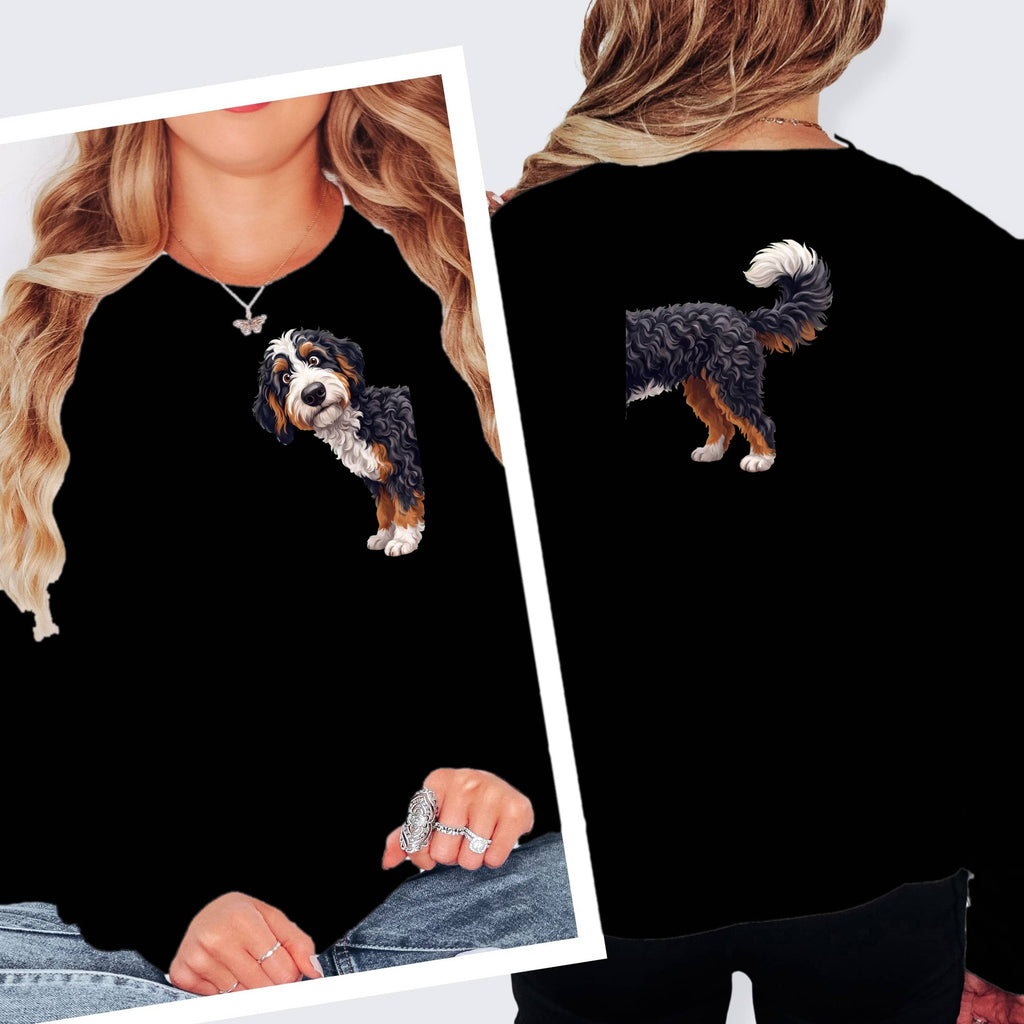 Coming & Going Bernedoodle Long Sleeve T-Shirt in S / Black by Puppy Jo
