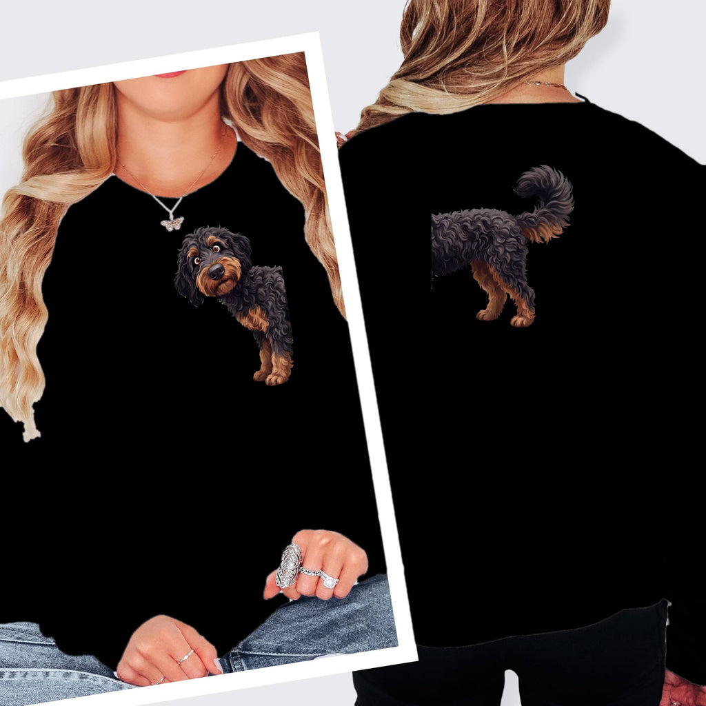 Coming & Going Phantom Goldendoodle Long Sleeve T-Shirt in S / Black by Puppy Jo