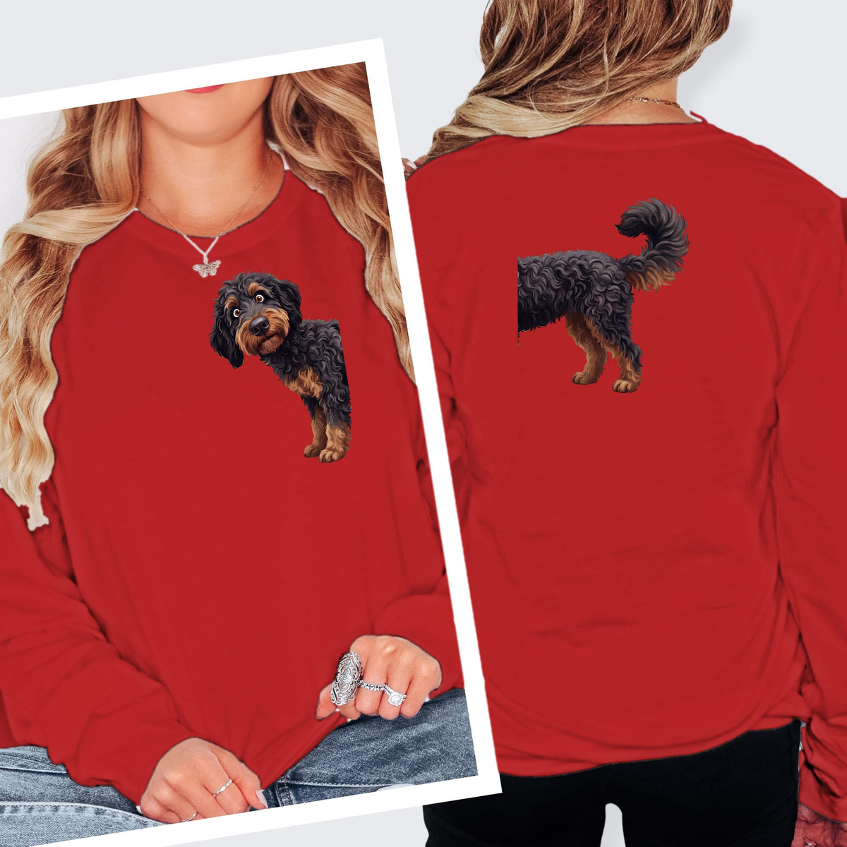 Coming & Going Phantom Goldendoodle Long Sleeve T-Shirt in S / Red by Puppy Jo