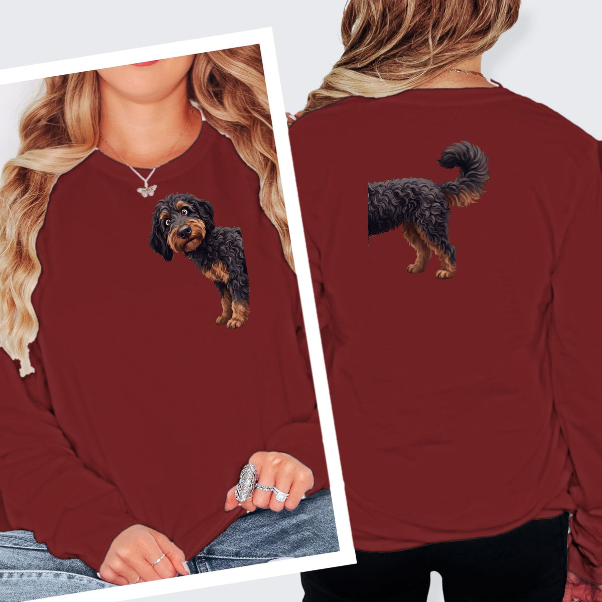 Coming & Going Phantom Goldendoodle Long Sleeve T-Shirt in S / Cardinal by Puppy Jo