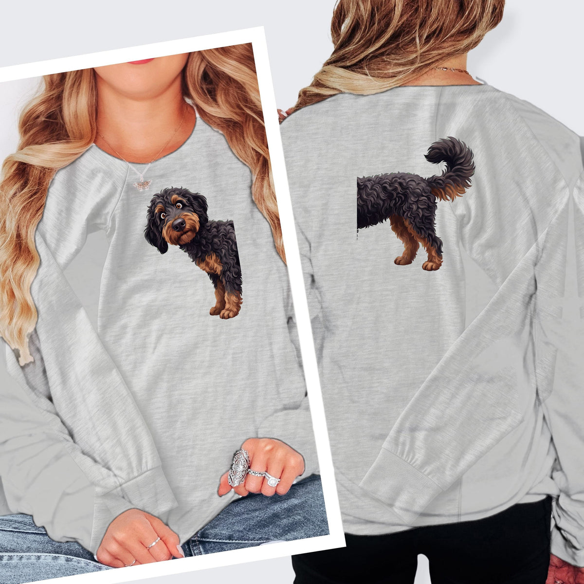 Coming & Going Phantom Goldendoodle Long Sleeve T-Shirt in S / Athletic Heather by Puppy Jo