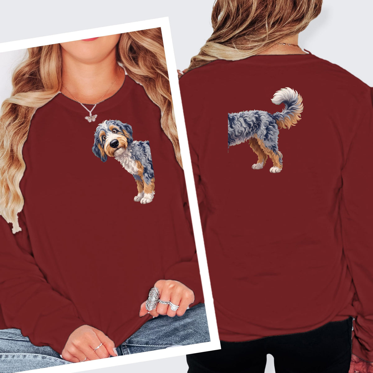 Coming & Going Goldendoodle Long Sleeve T-Shirt in S / Cardinal by Puppy Jo