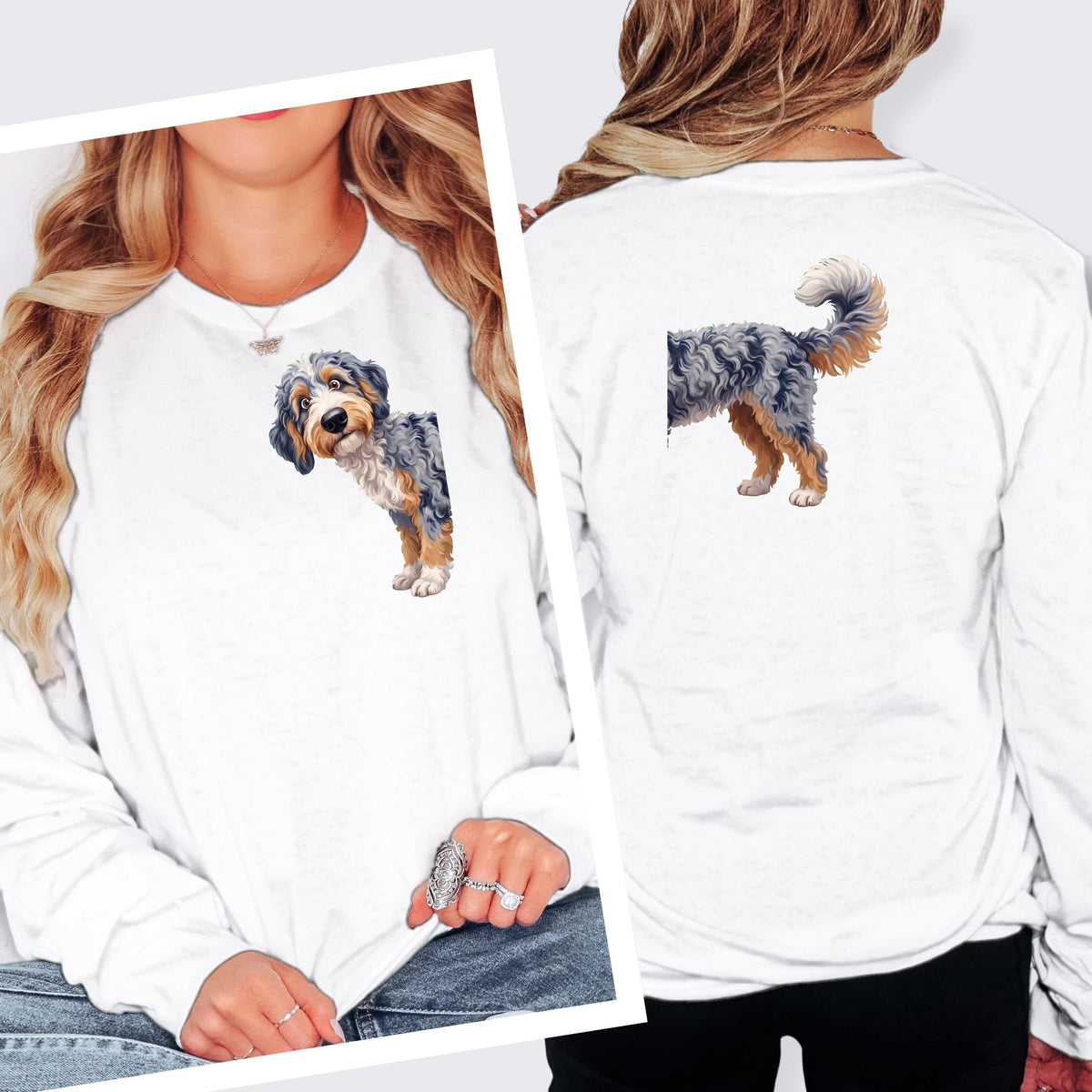 Coming & Going Goldendoodle Long Sleeve T-Shirt in S / White by Puppy Jo