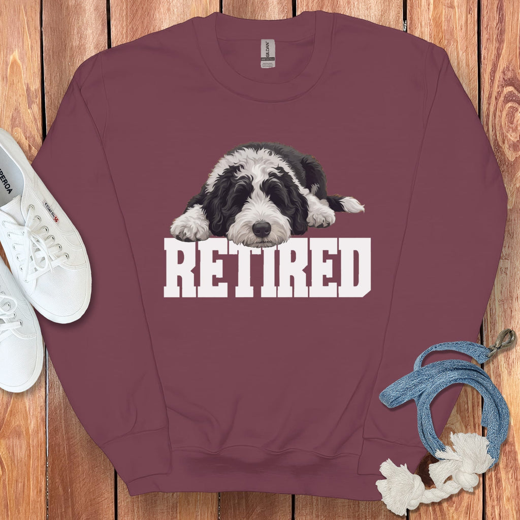 Retired Sleeping Sheepadoodle Sweatshirt in Maroon / S by Puppy Jo
