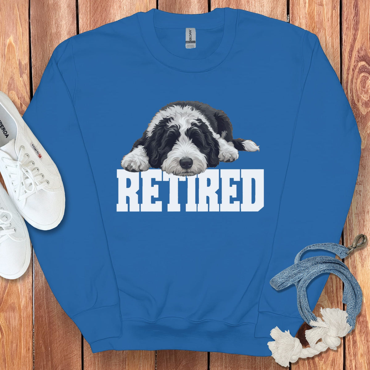 Retired Sleeping Sheepadoodle Sweatshirt in Royal / S by Puppy Jo