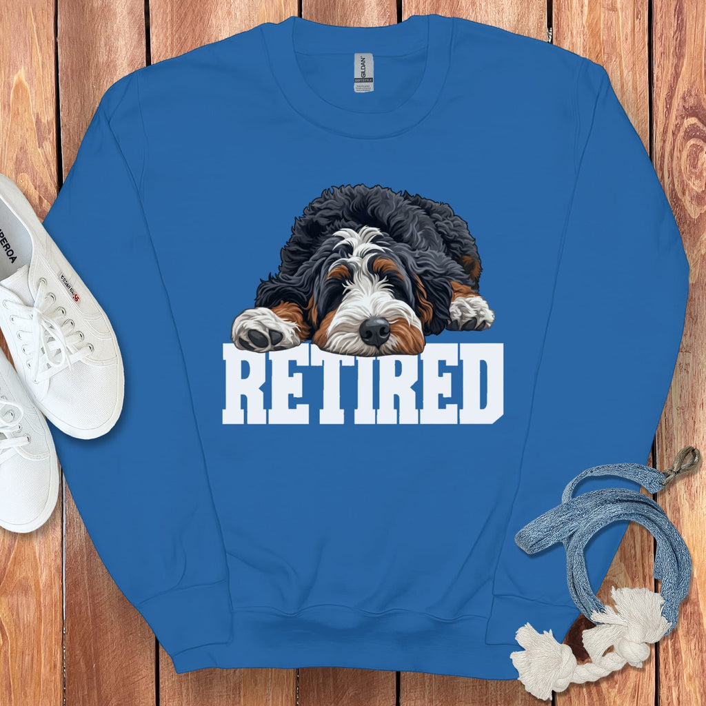 Retired Sleeping Bernedoodle Sweatshirt in Royal / S by Puppy Jo