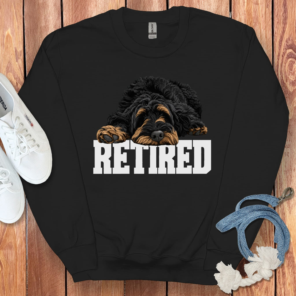 Retired Sleeping Phantom Goldendoodle Sweatshirt in Black / S by Puppy Jo
