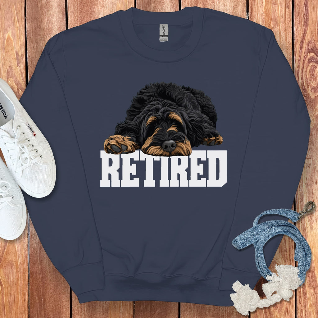 Retired Sleeping Phantom Goldendoodle Sweatshirt in Navy / S by Puppy Jo