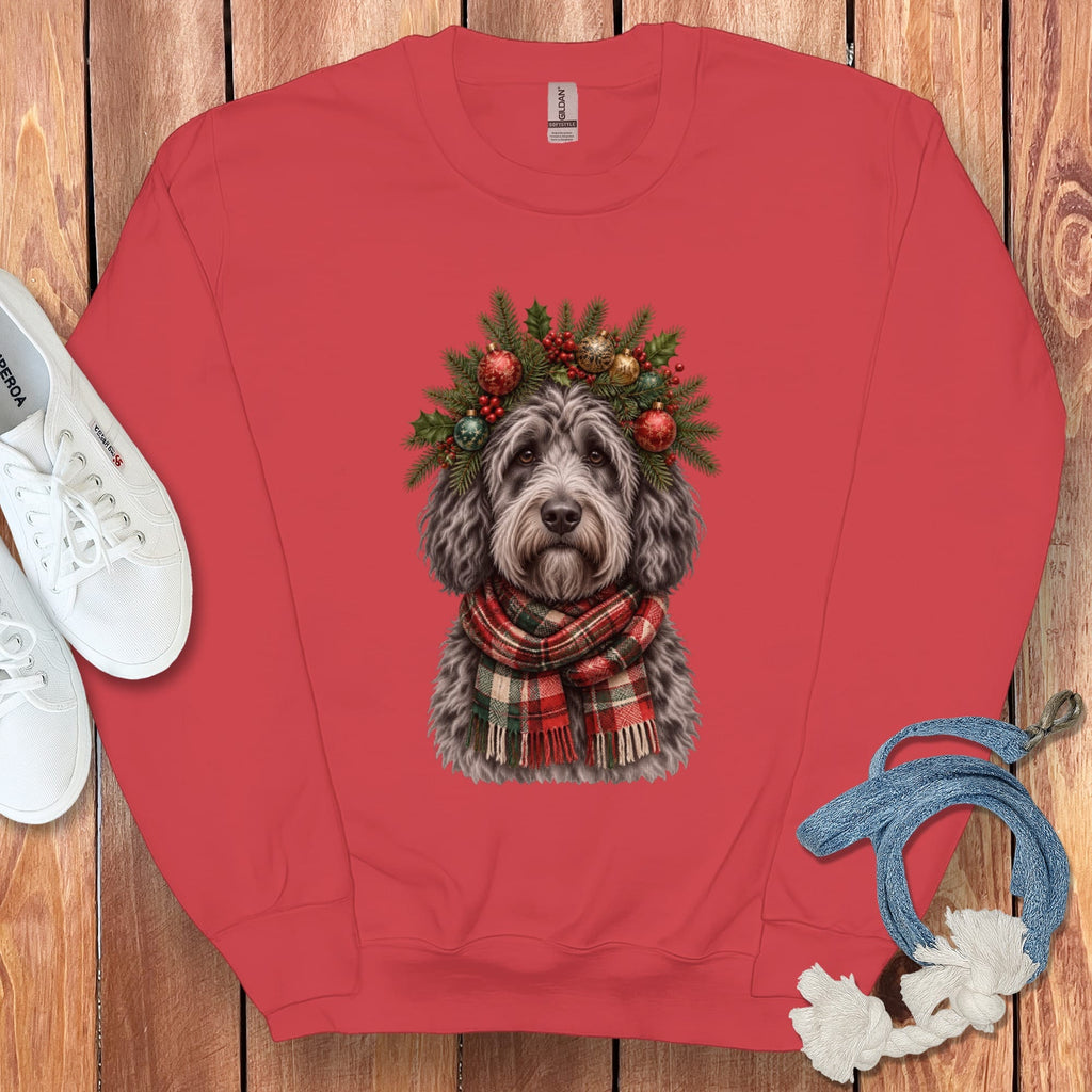 Merle Goldendoodle Holiday Crown Sweatshirt in Red / S by Puppy Jo