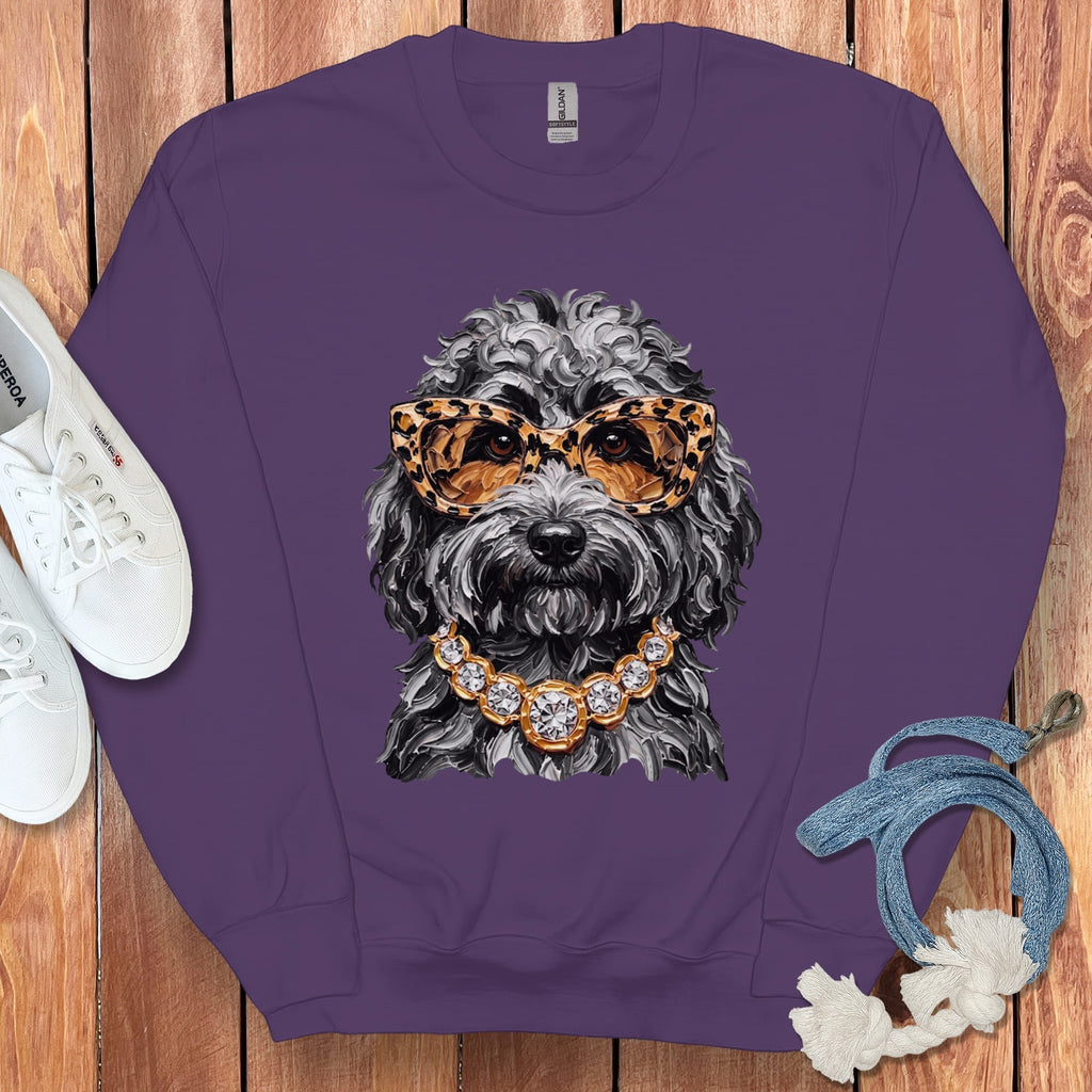Merle Goldendoodle Glam Sweatshirt in Purple / S by Puppy Jo