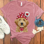 Cute Puppy Wearing Heart Hat Valentine's Day Shirt
