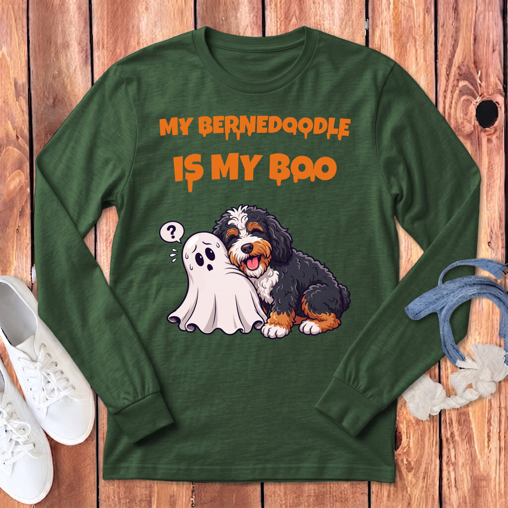 Bernedoodle My Boo Long Sleeve T-Shirt in Heather Forest / S by Puppy Jo