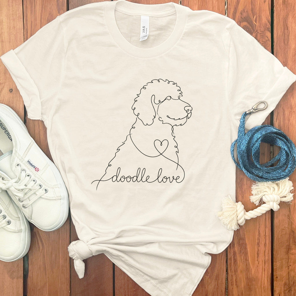 Doodle Love Graphic Tee with Outline Dog Design