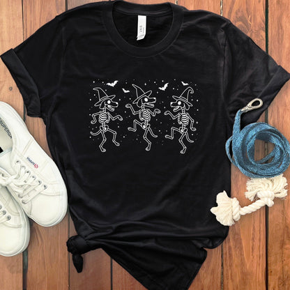 Skeletons Dancing In Witch Hats Halloween Shirt product