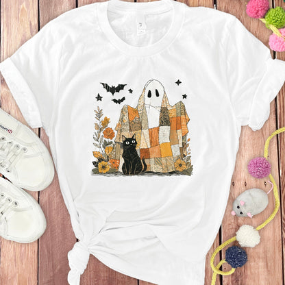 Halloween Ghost Patchwork Graphic Tee Shirt product