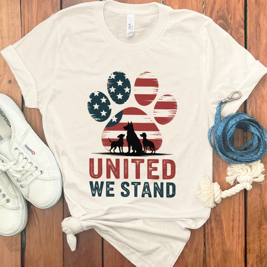 United We Stand Paw Print Patriotic T-Shirt Product