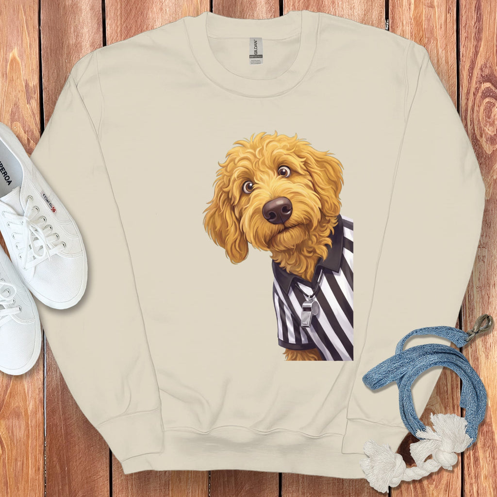 Golden Goldendoodle Football Referee Sweatshirt in Sand / S by Puppy Jo